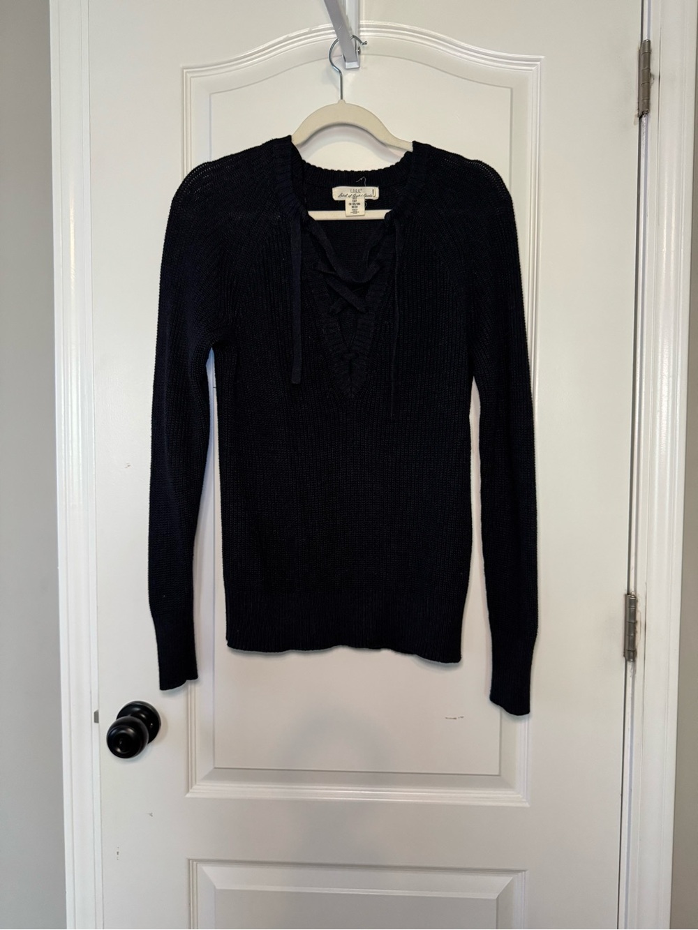 Black Lace-Up Knit Sweater